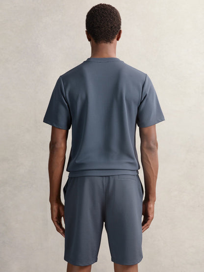Textured Crew-Neck T-Shirt in Airforce Blue | Reiss Men Recommended