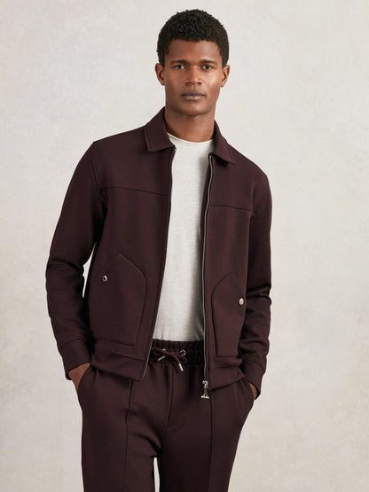Interlock Zip Through Overshirt in Cherry Red | Reiss Men Trending
