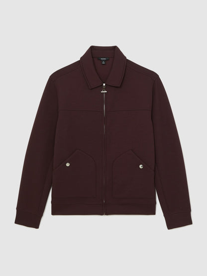 Interlock Zip Through Overshirt in Cherry Red | Reiss Men Trending