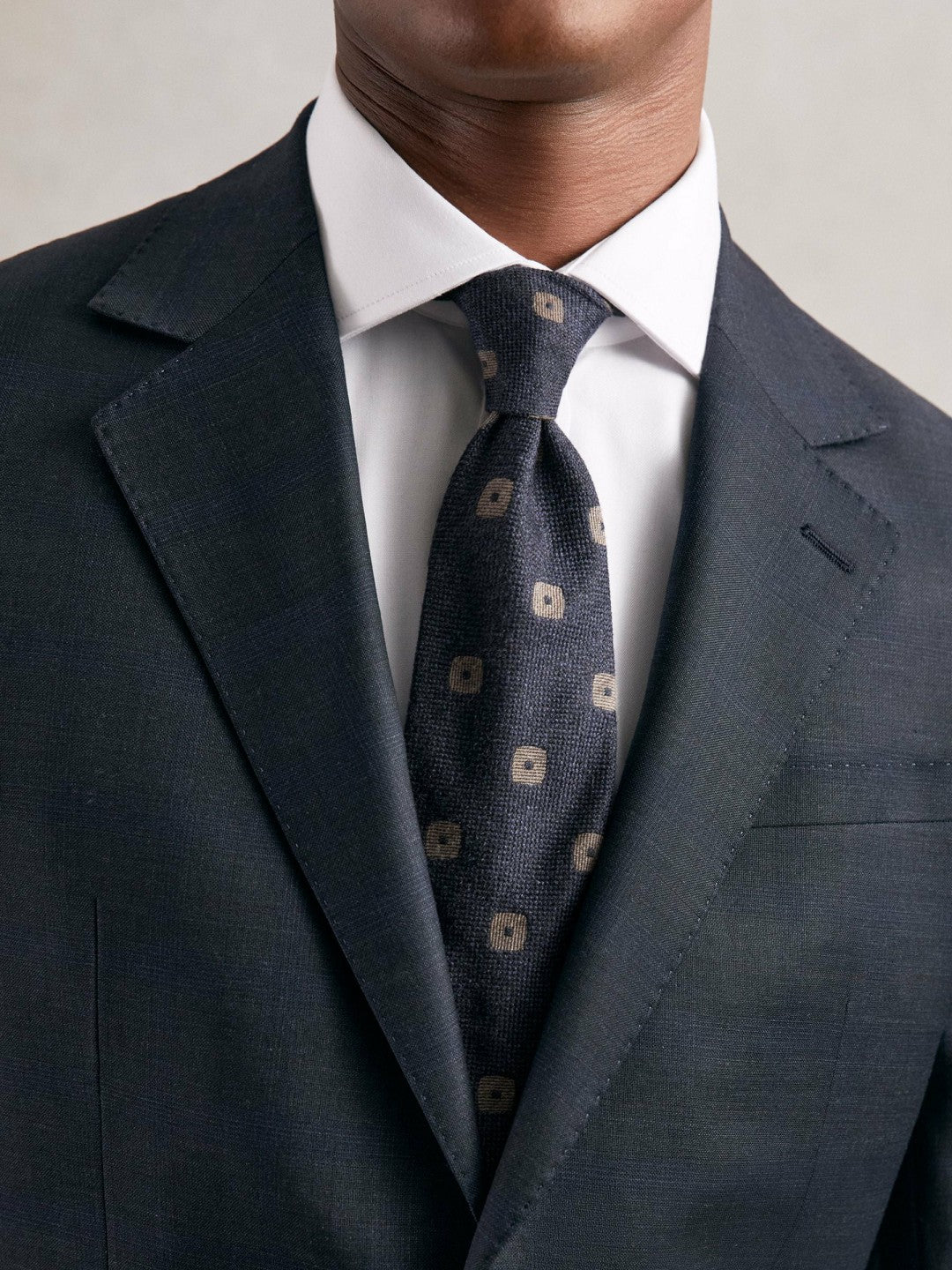 Silk-Wool Square-Medallion Tie in Navy | Reiss Men Popular
