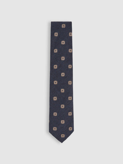 Silk-Wool Square-Medallion Tie in Navy | Reiss Men Popular