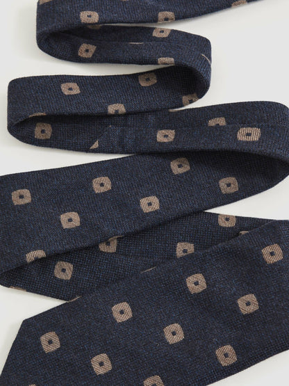 Silk-Wool Square-Medallion Tie in Navy | Reiss Men Popular