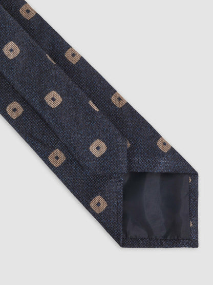Silk-Wool Square-Medallion Tie in Navy | Reiss Men Popular