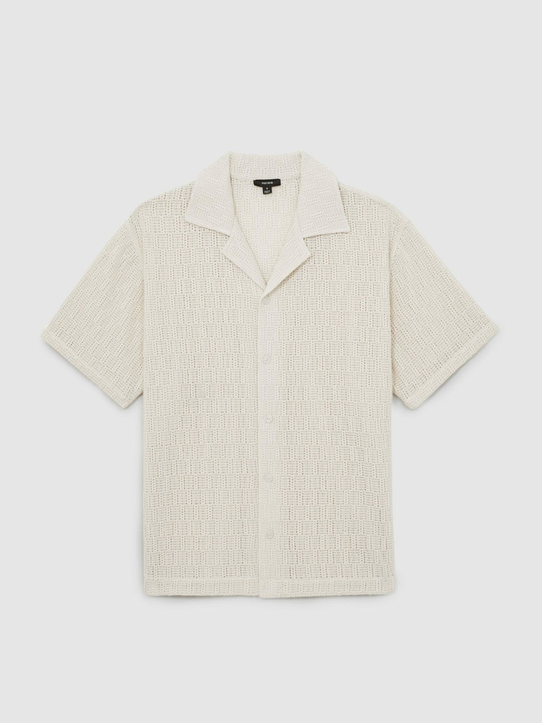 Cotton-Blend Crochet Shirt in Off White | Reiss Men Recommended