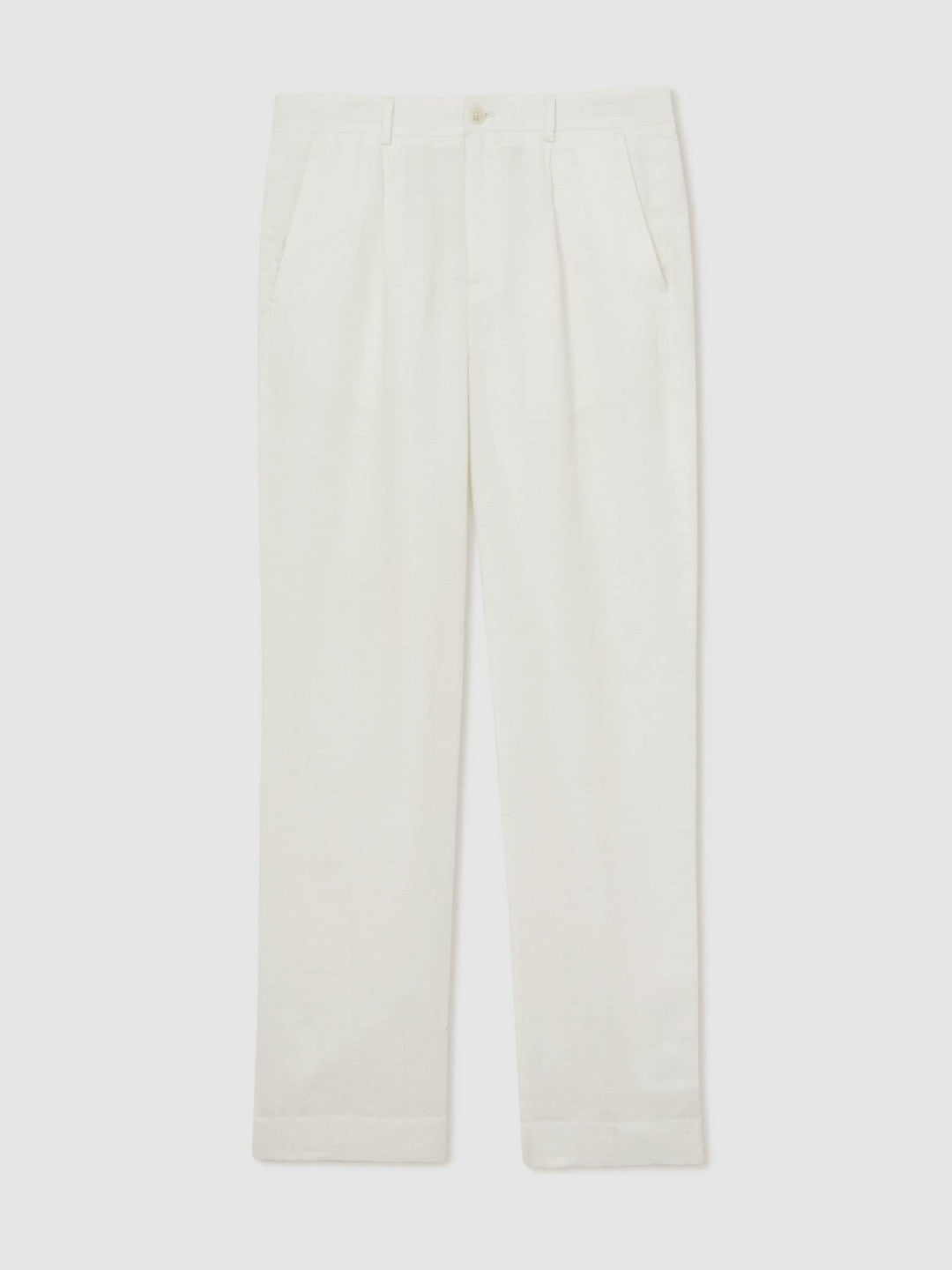 | Ché Linen Wide-Leg Trousers in White | Reiss Men Exclusive