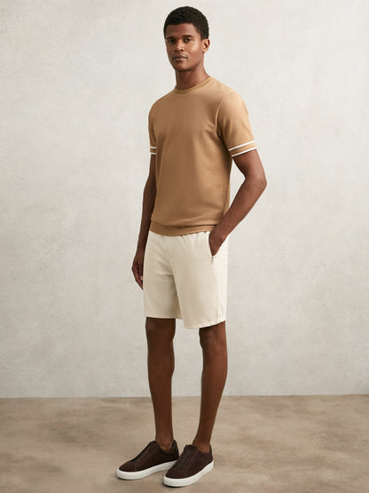 Textured Drawstring Shorts in Stone | Reiss Men Popular