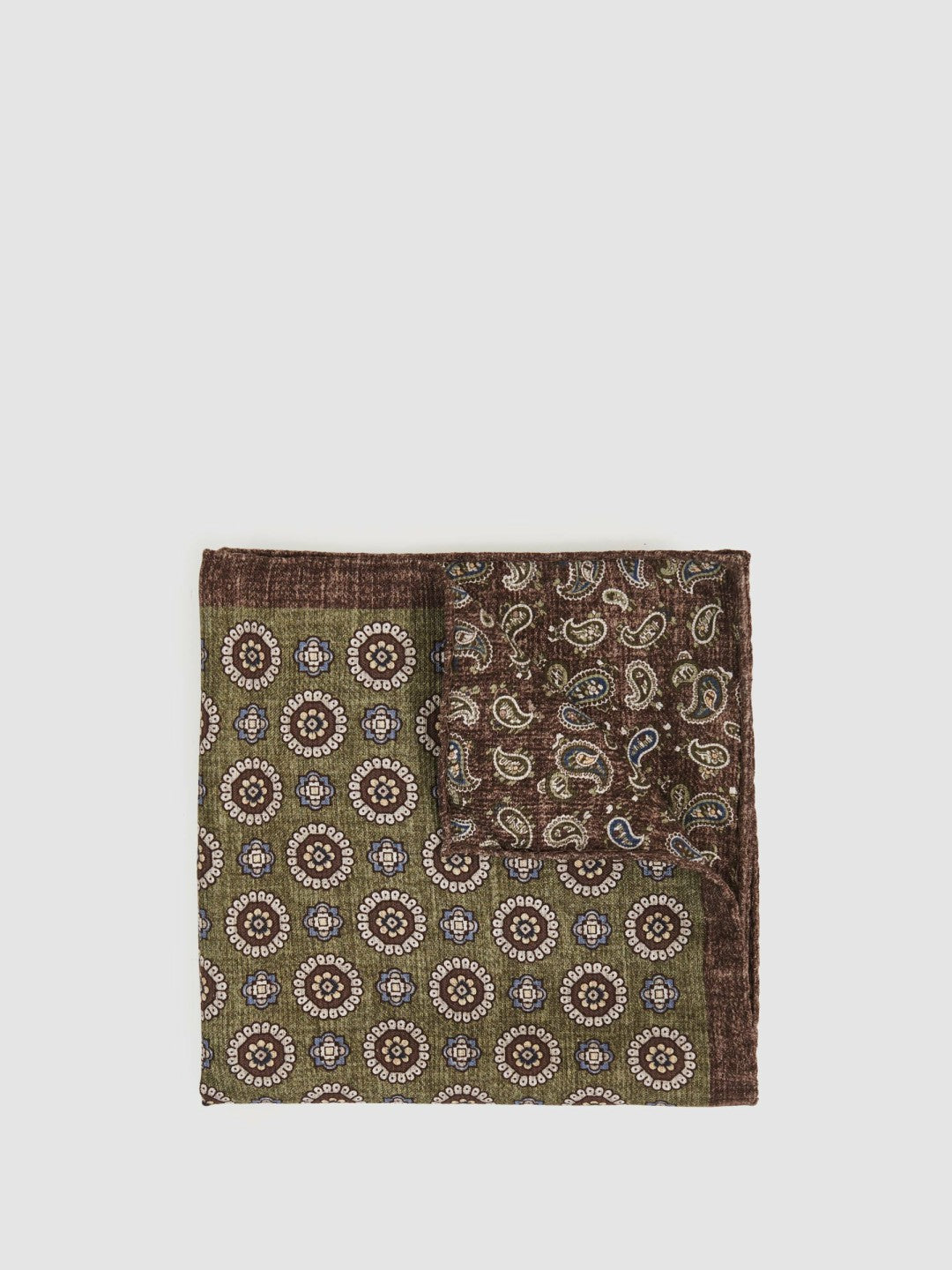 Silk Medallion Paisley Pocket Square in Sage | Reiss Men Best Seller