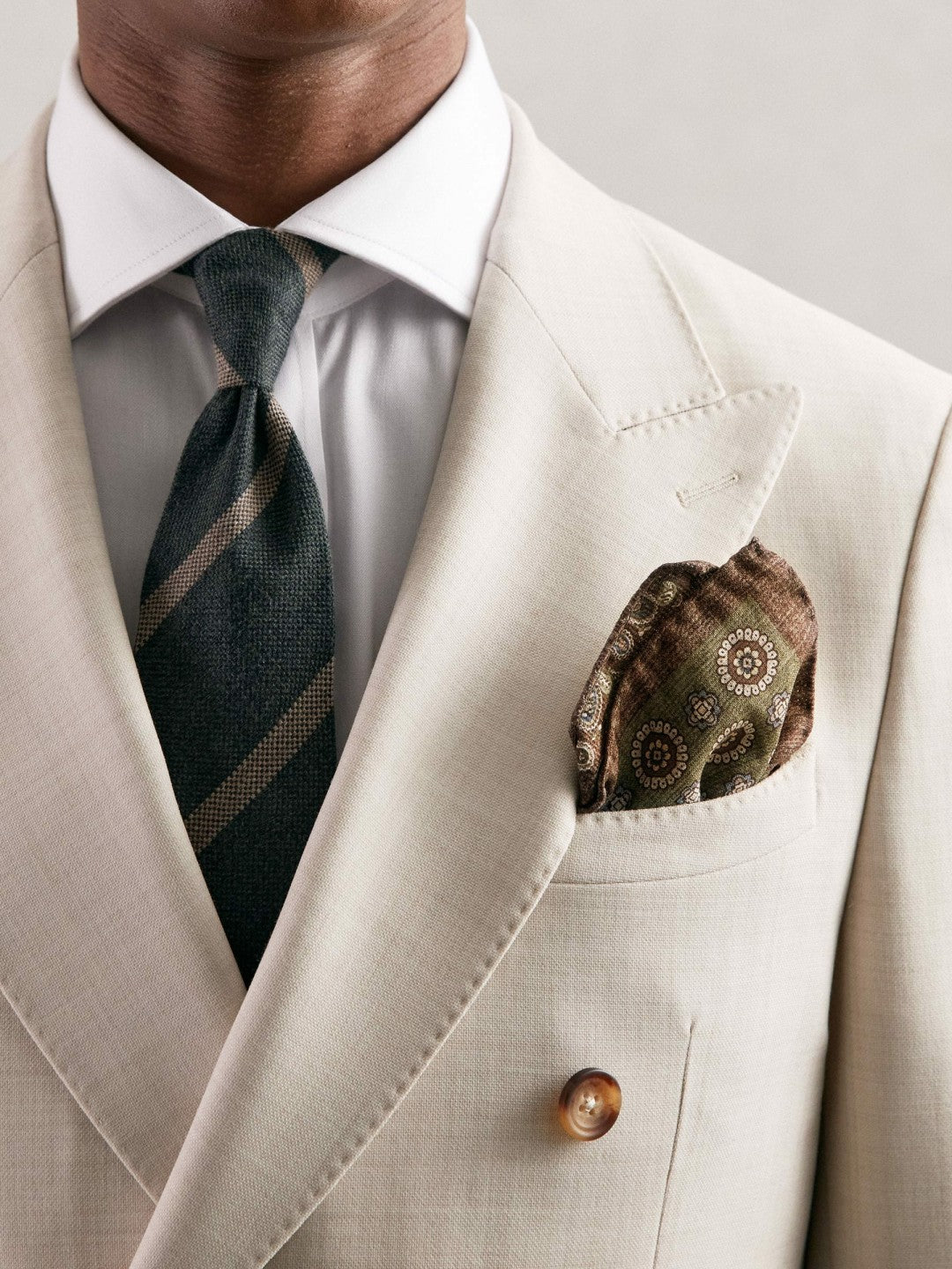 Silk Medallion Paisley Pocket Square in Sage | Reiss Men Best Seller