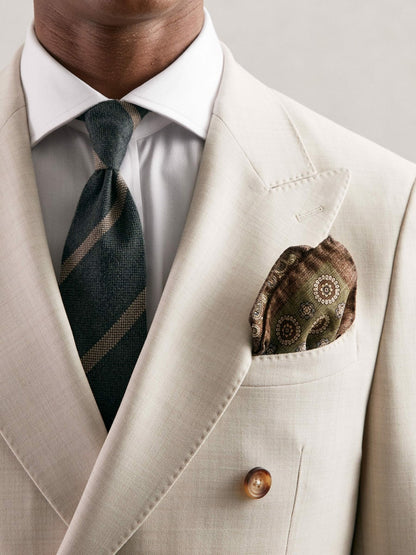 Silk Medallion Paisley Pocket Square in Sage | Reiss Men Best Seller