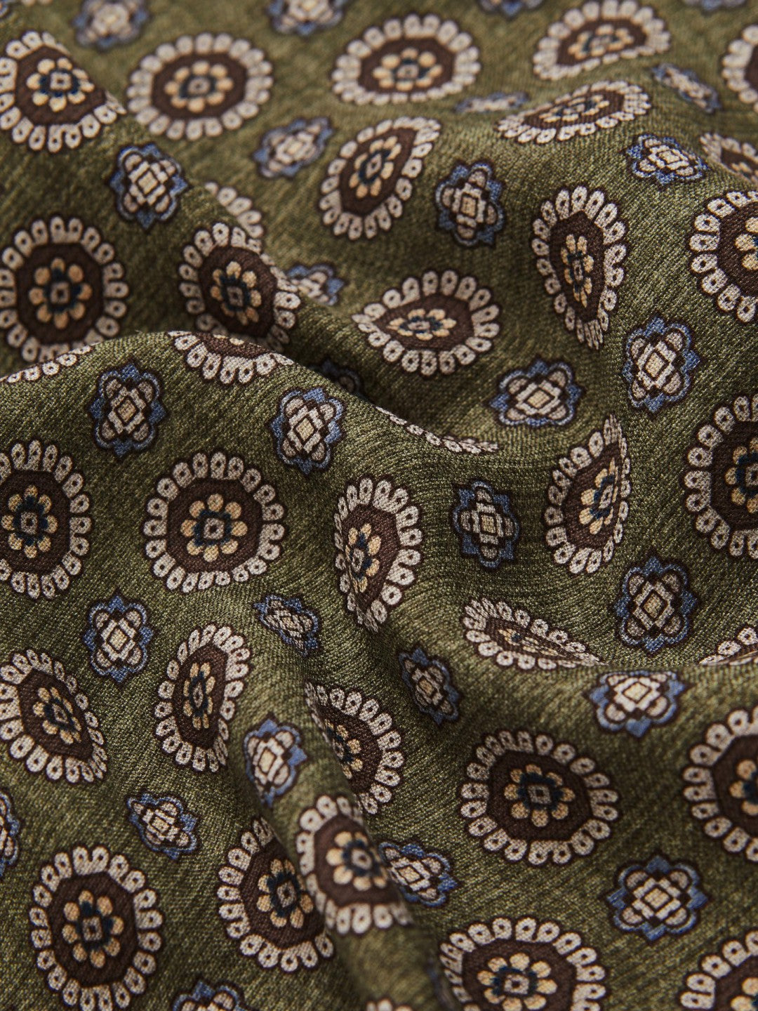 Silk Medallion Paisley Pocket Square in Sage | Reiss Men Best Seller