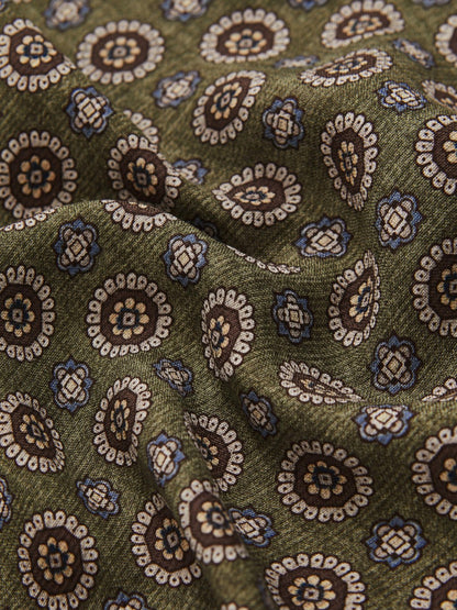 Silk Medallion Paisley Pocket Square in Sage | Reiss Men Best Seller