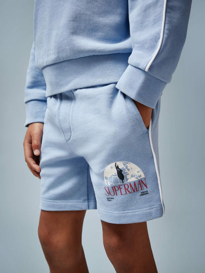 9-13 yrs Superman Logo-Print Shorts in Light Blue | Reiss Children & Baby Exclusive