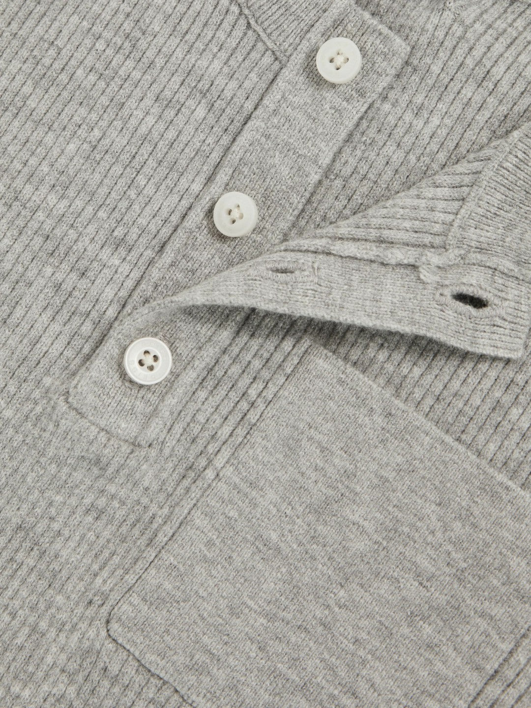 9-13 yrs Cotton-Blend Rib-Knit Henley Top in Mid Grey Melange | Reiss Children & Baby Featured