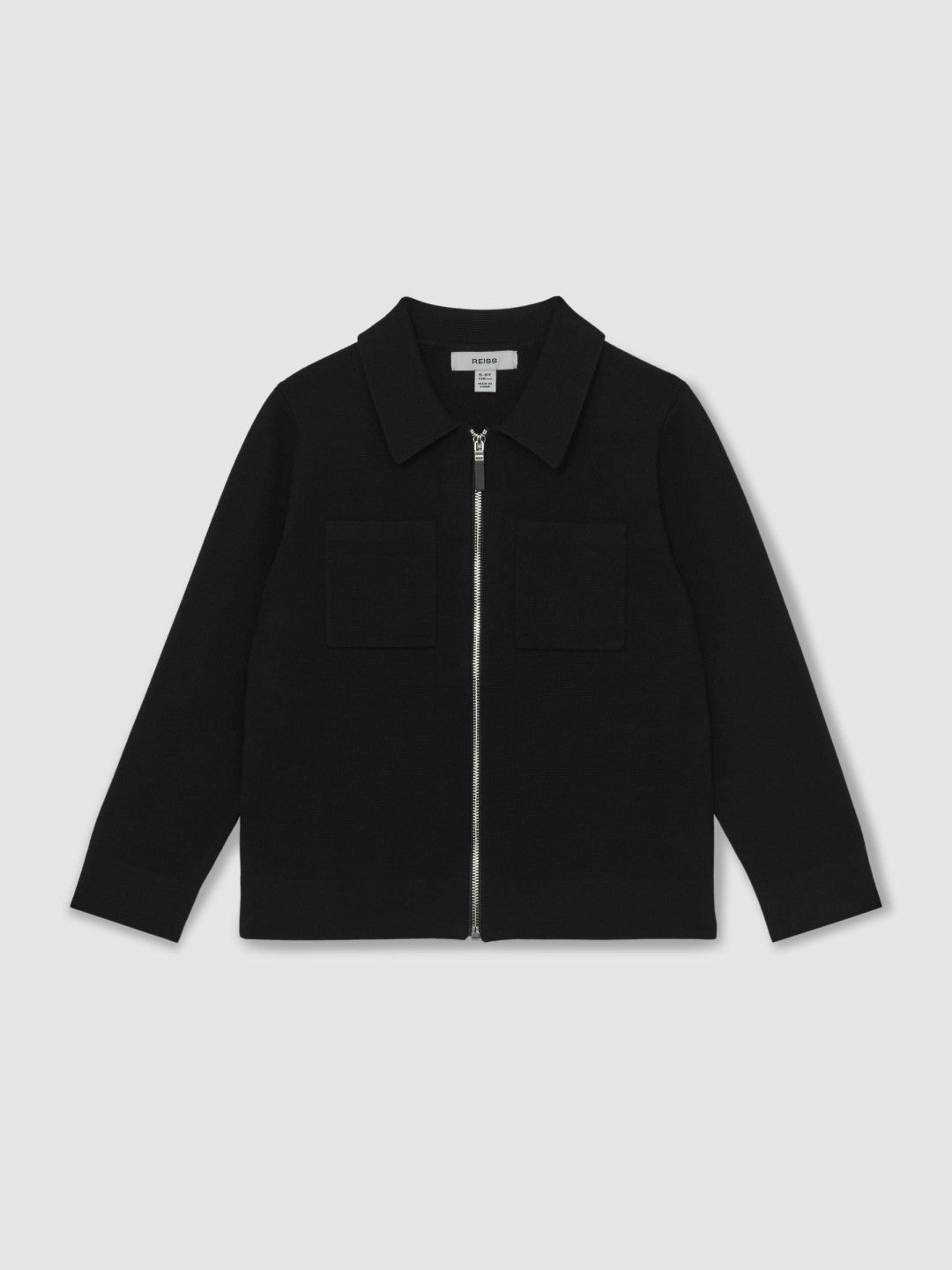 13-14 yrs Knitted Zip-Through Cardigan in Black | Reiss Children & Baby Exclusive