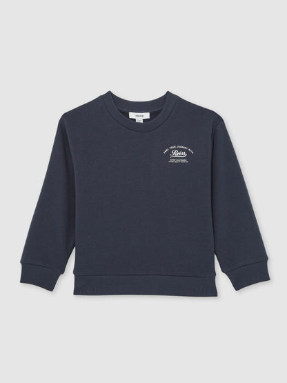 3-9 yrs Cotton Blend Motor Cars Sweatshirt in Washed Blue | Reiss Children & Baby Popular