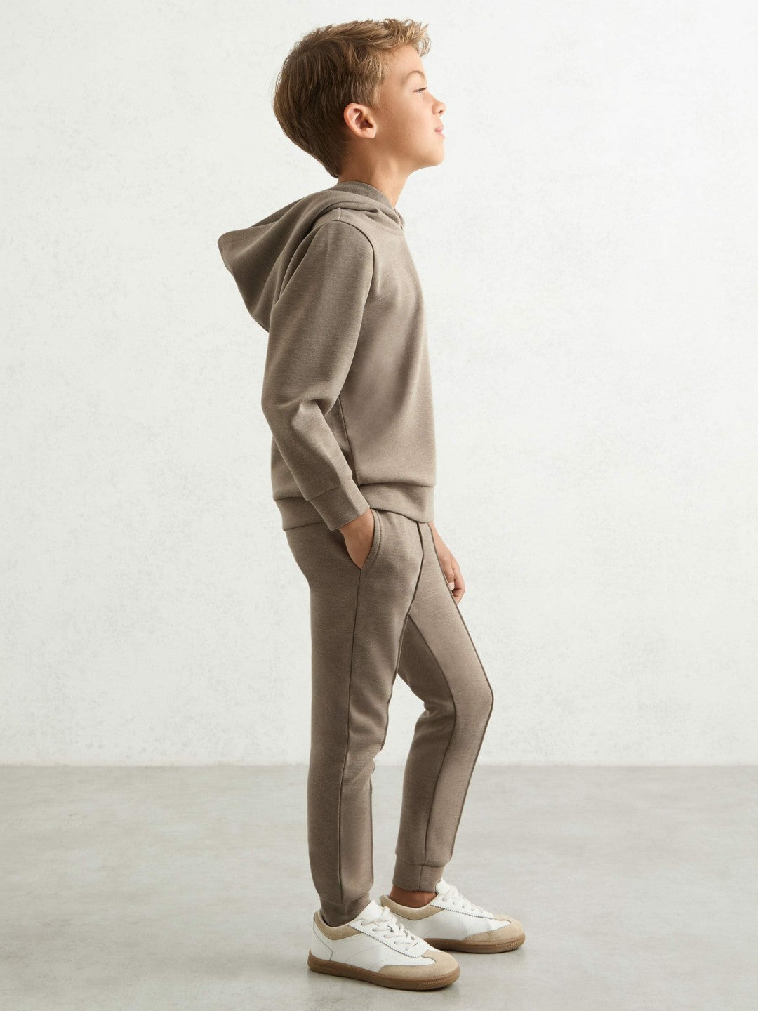 Interlock-Jersey Hoodie in Taupe Brown | Reiss Children & Baby Featured