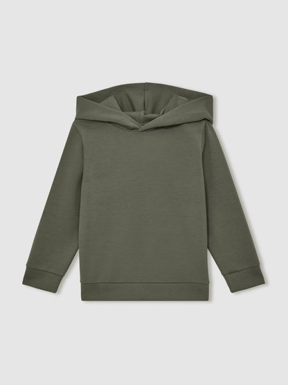 9-13 yrs Interlock Jersey Hoodie in Dark Sage | Reiss Children & Baby Signature