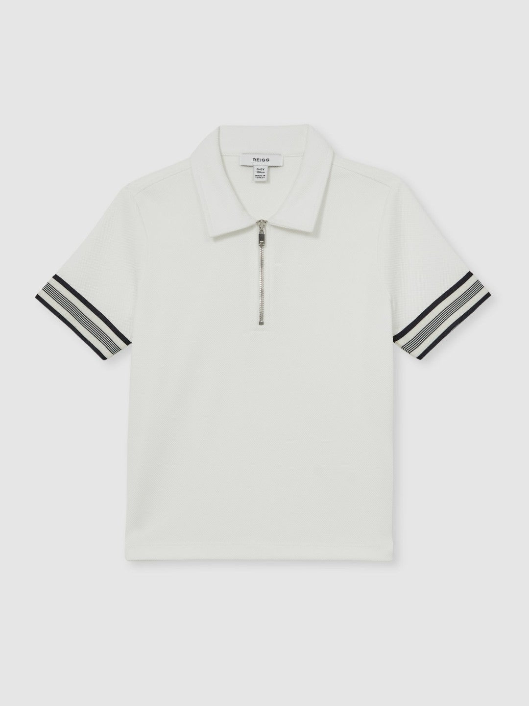 9-13 yrs Textured Half Zip Polo Shirt in White | Reiss Children & Baby Recommended