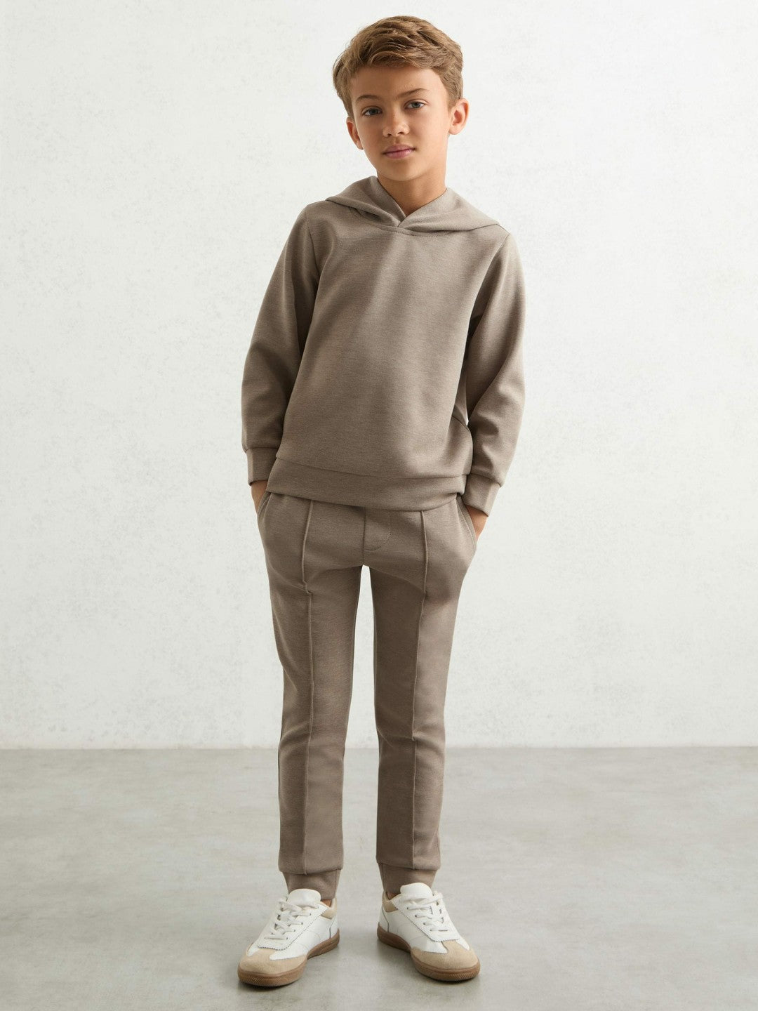 9-13 yrs Interlock Drawstring Joggers in Taupe Brown | Reiss Children & Baby Premium