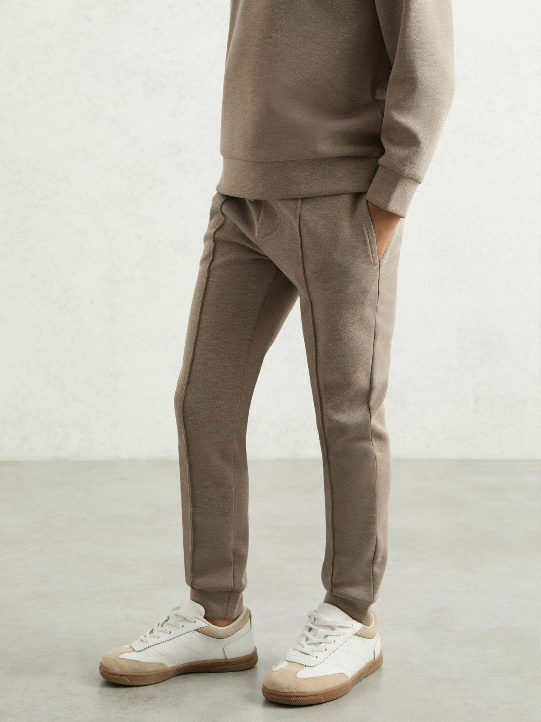 9-13 yrs Interlock Drawstring Joggers in Taupe Brown | Reiss Children & Baby Premium