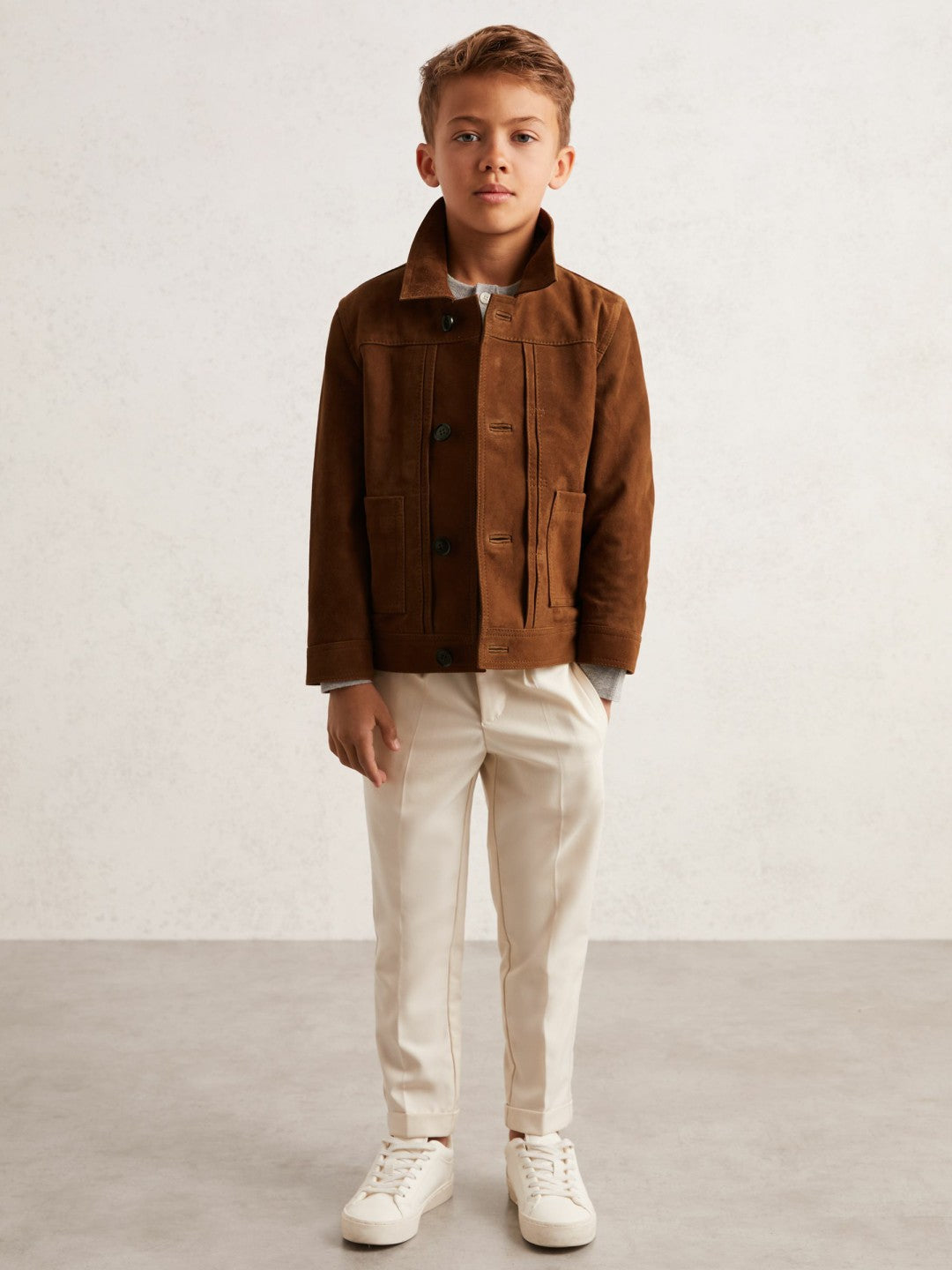 13-14 yrs Suede Worker Jacket in Tobacco Brown | Reiss Children & Baby Trending