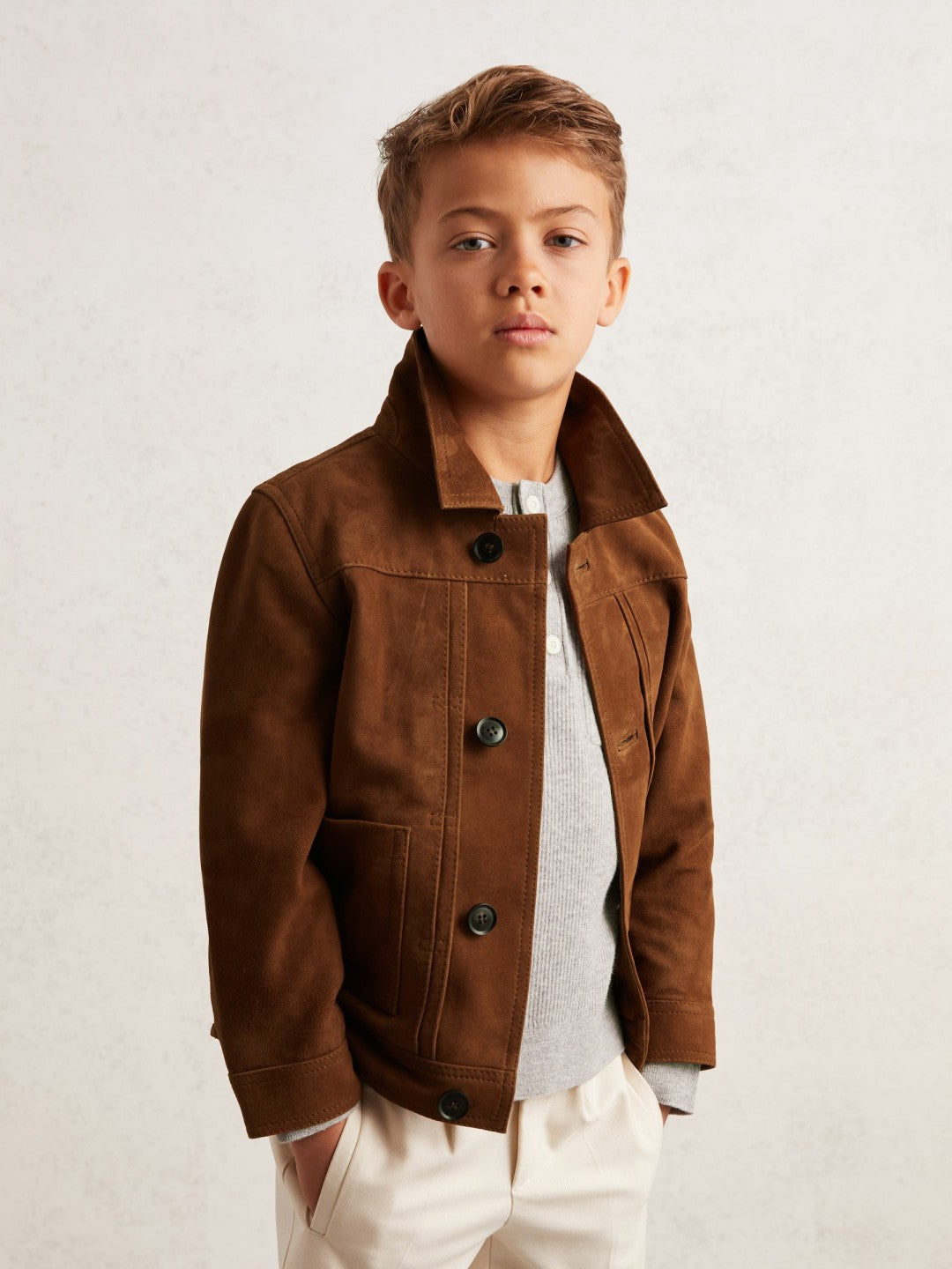 13-14 yrs Suede Worker Jacket in Tobacco Brown | Reiss Children & Baby Trending