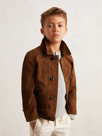 13-14 yrs Suede Worker Jacket in Tobacco Brown | Reiss Children & Baby Trending