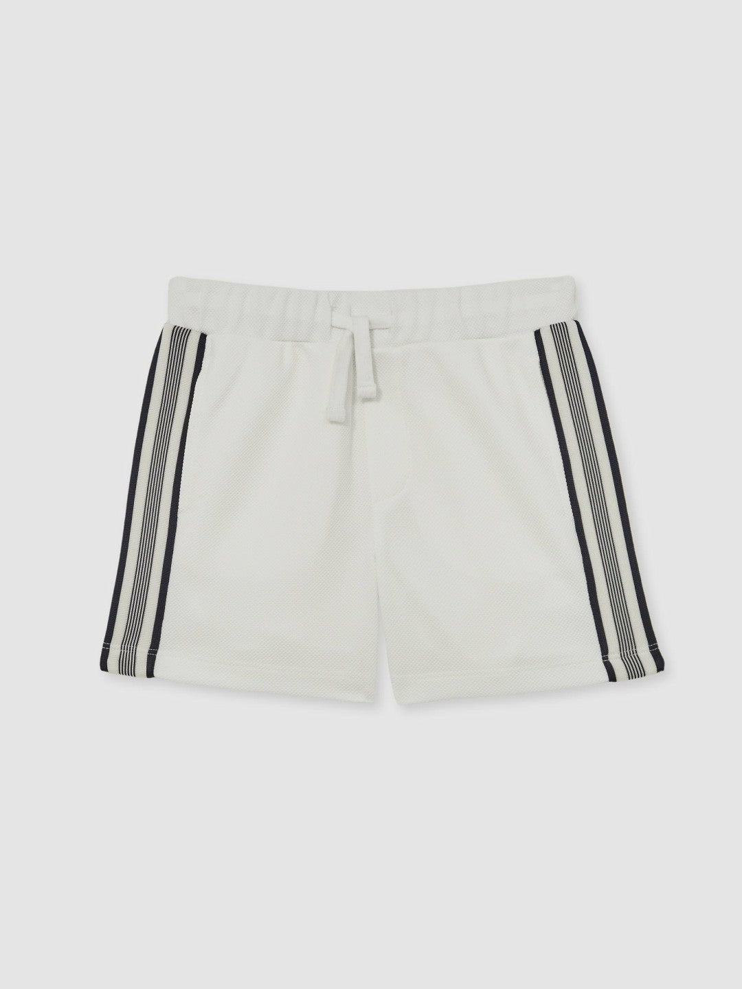 9-13 yrs Side Stripe Textured Shorts in White | Reiss Children & Baby Exclusive