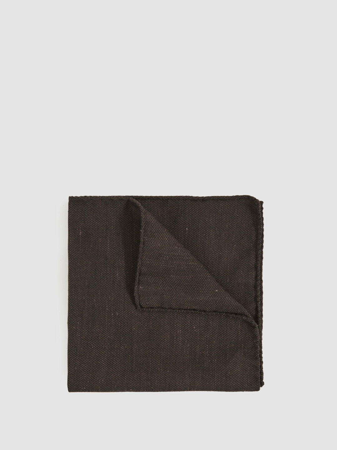 Silk Blend Herringbone Pocket Square in Chocolate Brown | Reiss Men Exclusive