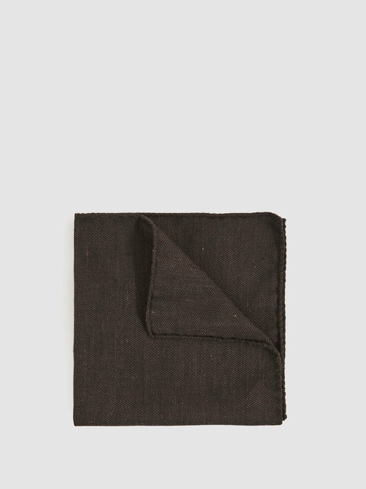 Silk Blend Herringbone Pocket Square in Chocolate Brown | Reiss Men Exclusive