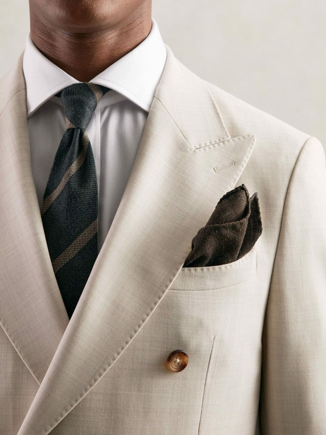 Silk Blend Herringbone Pocket Square in Chocolate Brown | Reiss Men Exclusive