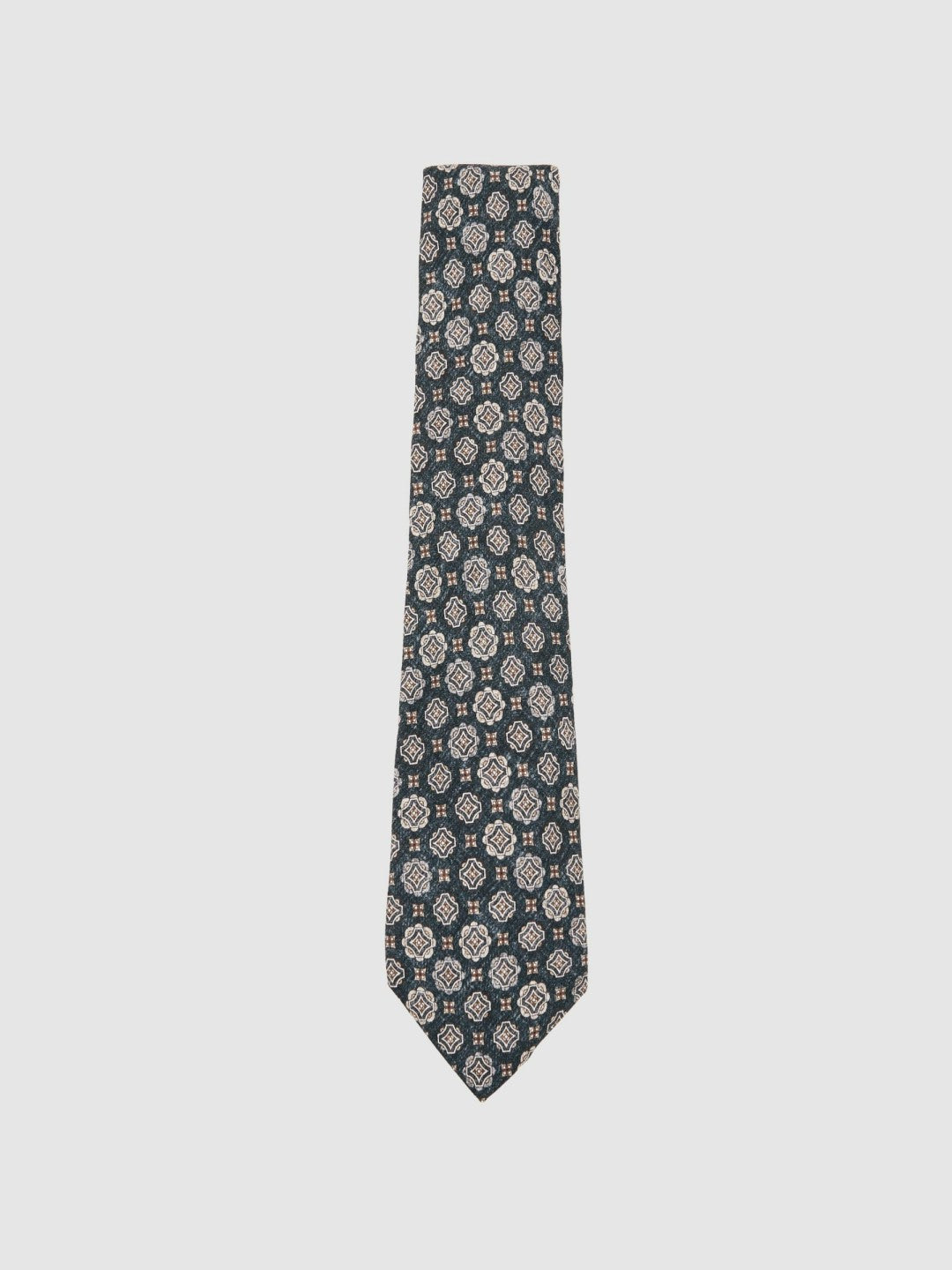Silk Medallion Print Tie in Indigo Melange | Reiss Men Recommended
