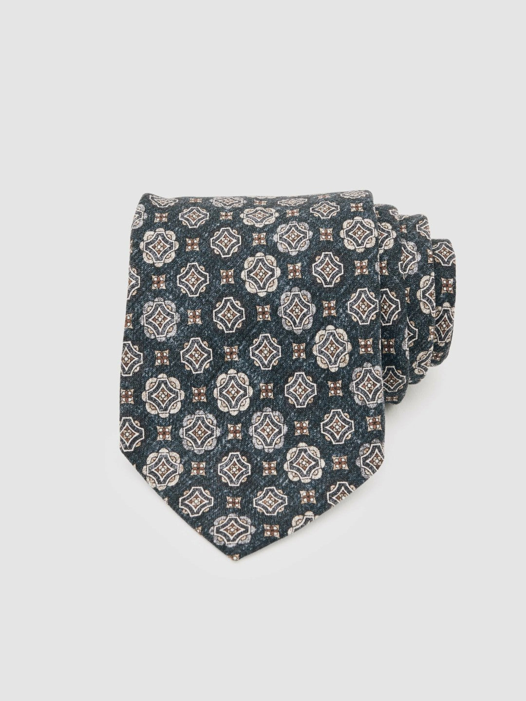 Silk Medallion Print Tie in Indigo Melange | Reiss Men Recommended