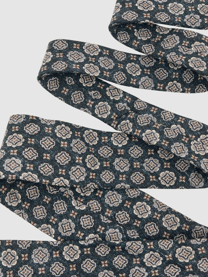 Silk Medallion Print Tie in Indigo Melange | Reiss Men Recommended