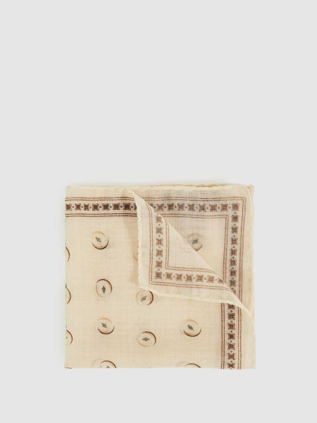 Wool Motif Print Pocket Square in Off White | Reiss Men Premium
