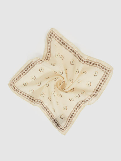 Wool Motif Print Pocket Square in Off White | Reiss Men Premium