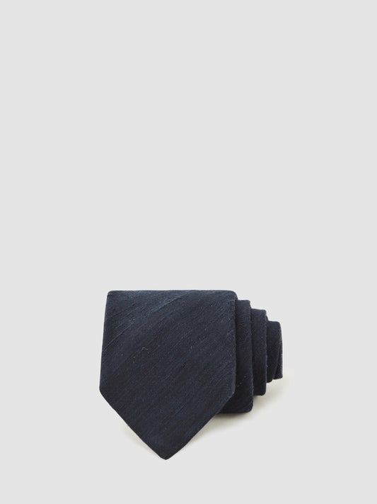 Silk Blend Textured Tie in Navy | Reiss Men Best Seller