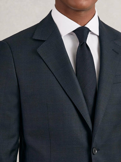 Silk Blend Textured Tie in Navy | Reiss Men Best Seller