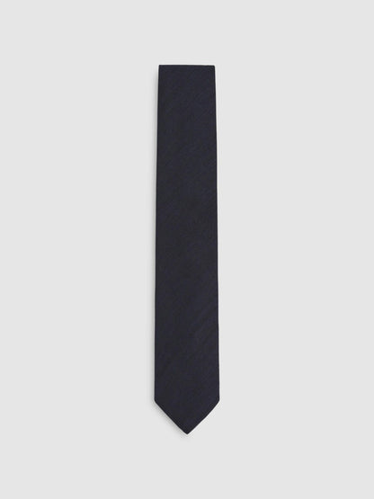 Silk Blend Textured Tie in Navy | Reiss Men Best Seller