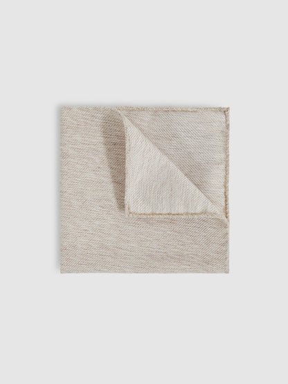 Wool Silk Textured Pocket Square in Oatmeal | Reiss Men Premium