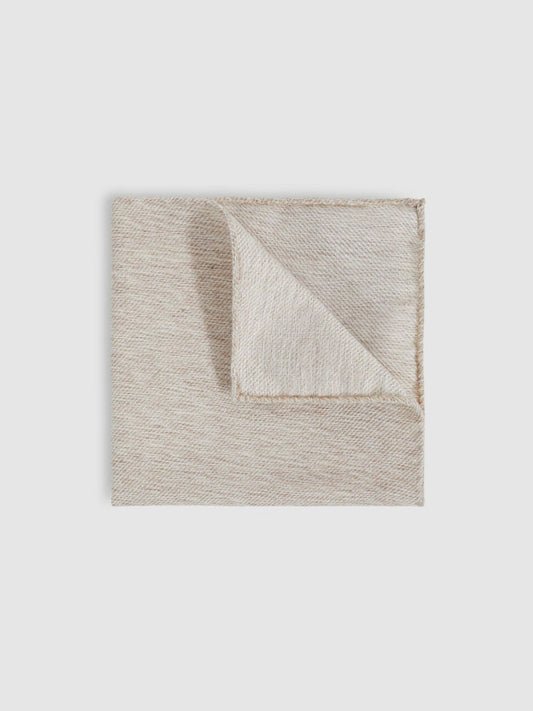 Wool Silk Textured Pocket Square in Oatmeal | Reiss Men Premium