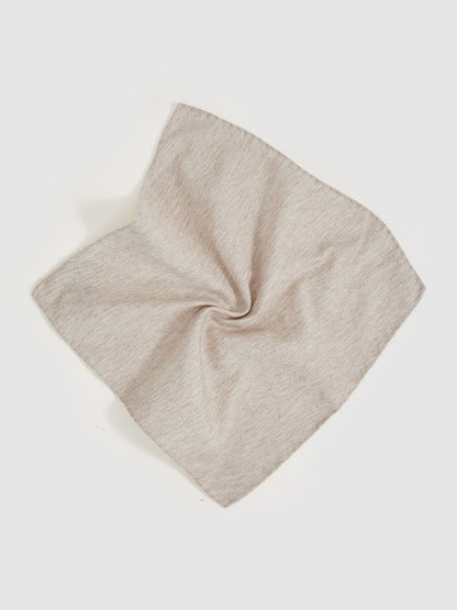 Wool Silk Textured Pocket Square in Oatmeal | Reiss Men Premium