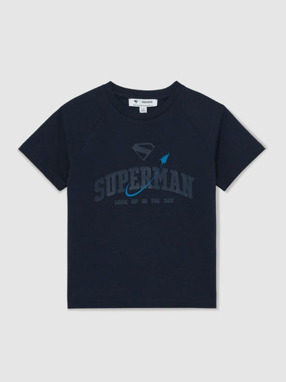 9-13 yrs Superman Raglan Logo T-Shirt in Navy Blue | Reiss Children & Baby Best Seller