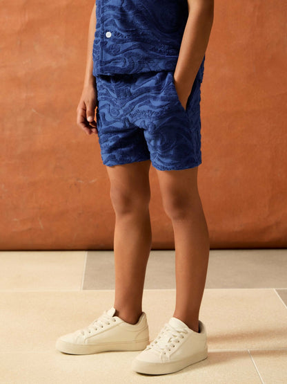 9-13 yrs SmileyWorld Wave Texture Shorts in Bright Blue | Reiss Children & Baby New