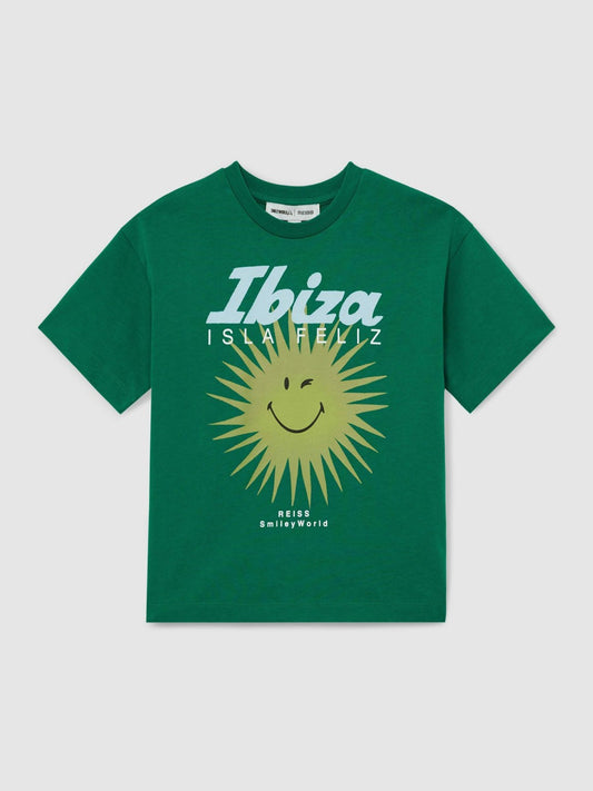 13-14 yrs SmileyWorld Sun Motif T-Shirt in Bright Green | Reiss Children & Baby Recommended