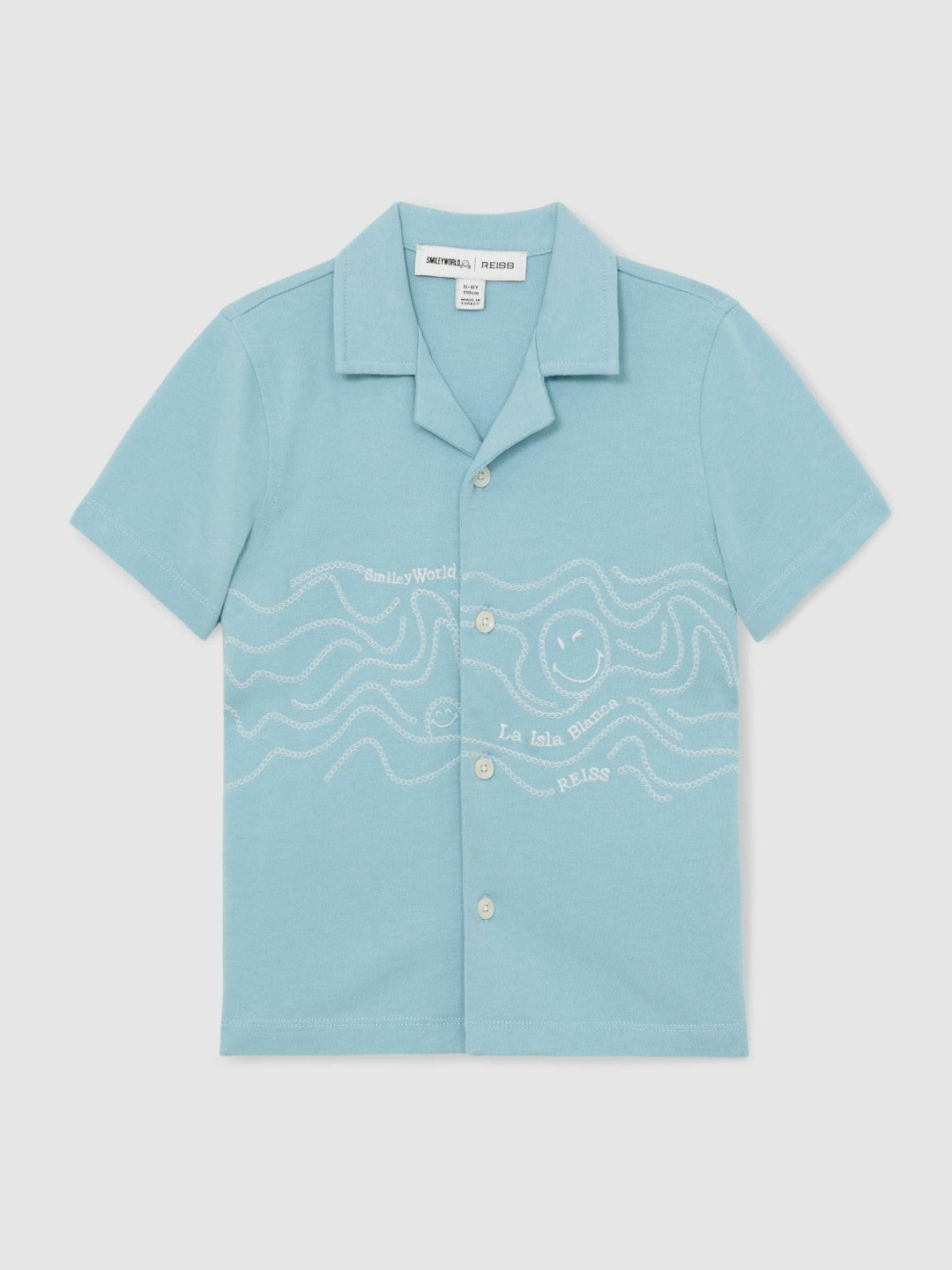 9-13 yrs SmileyWorld Embroidered Shirt in Sky Blue | Reiss Children & Baby Featured