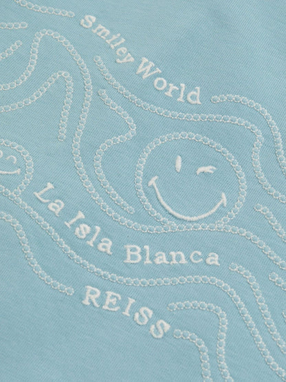 9-13 yrs SmileyWorld Embroidered Shirt in Sky Blue | Reiss Children & Baby Featured