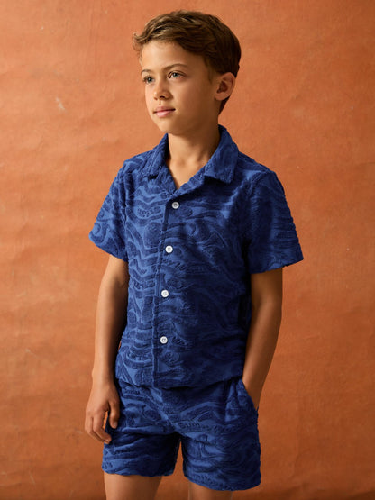 13-14 yrs SmileyWorld Wave Texture Shirt in Bright Blue | Reiss Children & Baby New