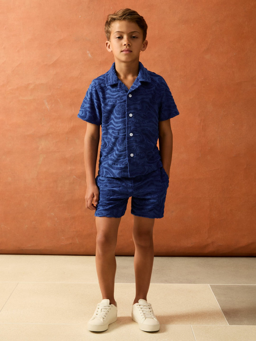 13-14 yrs SmileyWorld Wave Texture Shirt in Bright Blue | Reiss Children & Baby New