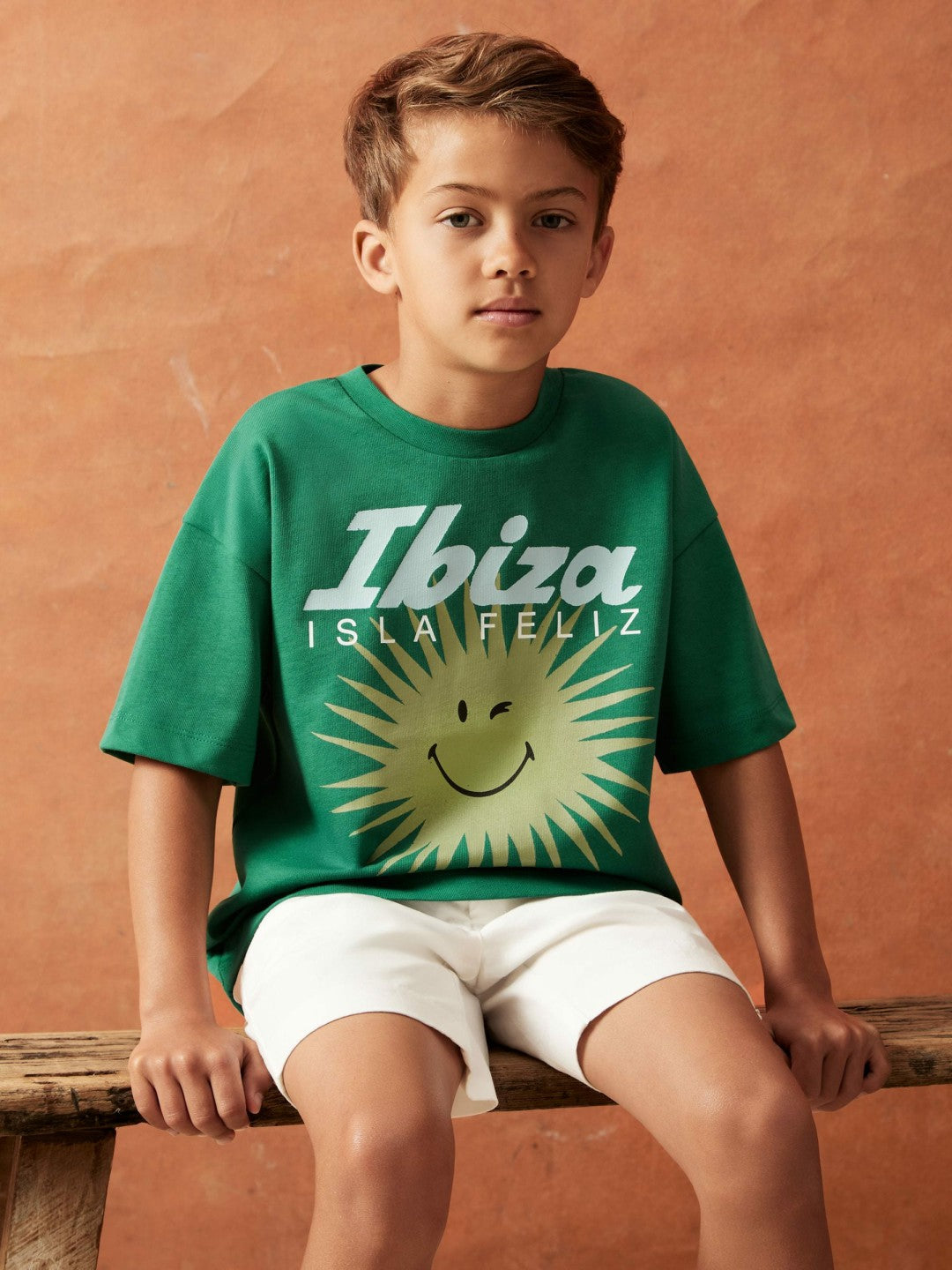 3-9 yrs SmileyWorld Sun Motif T-Shirt in Bright Green | Reiss Children & Baby Recommended